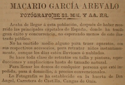 Macario García Arévalo anuncio